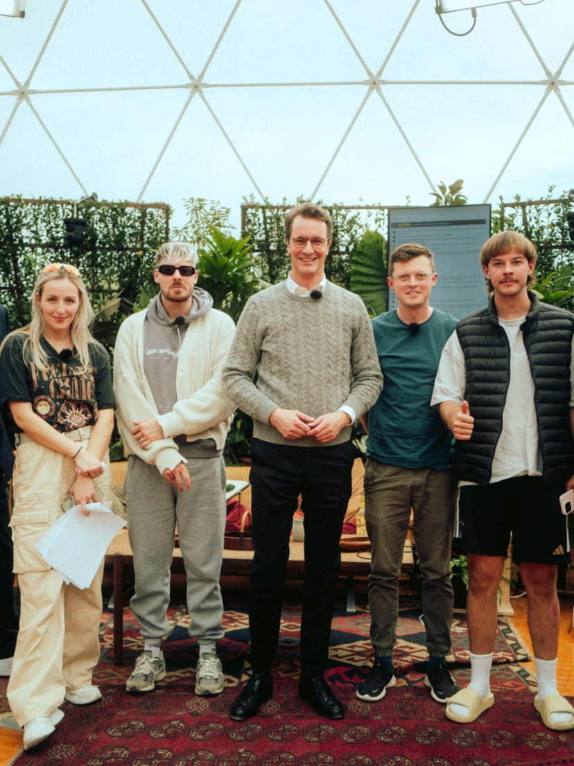 Group of people in a geodesic dome